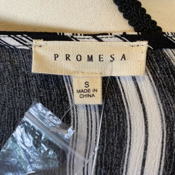 Promesa Women's Midi Dress Size Small Striped Tie Top Button Skirt Sundress - Picture 8 of 12